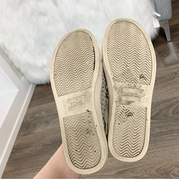 Toms Women’s Lenox Sneakers Shoes Lace Up Suede Woven Panel Desert Gray Size 6 - Picture 16 of 16